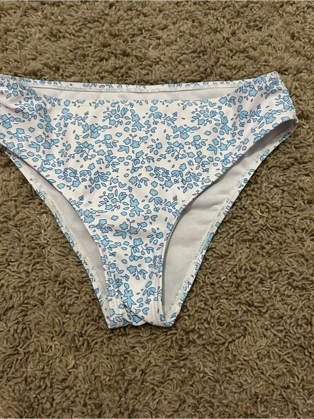 SHEIN White & Light Blue Floral Kids Bikini Bottoms